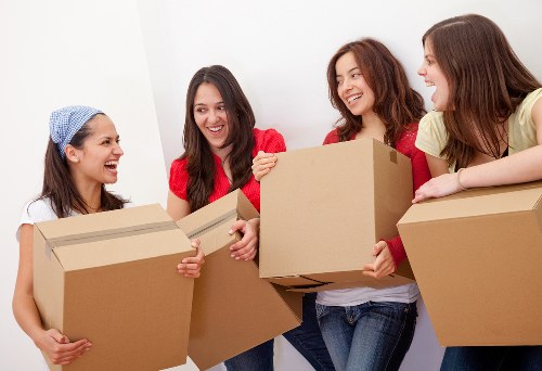Students moving items into a flexible storage space in Turnpikelane