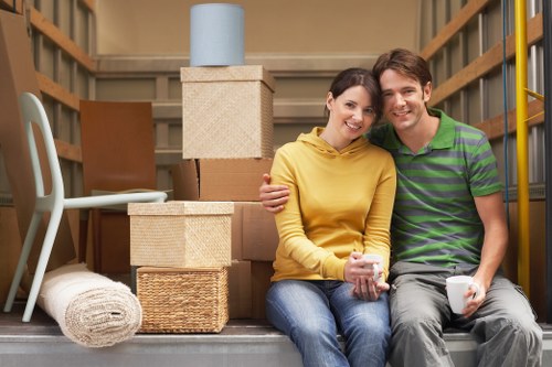 Neatly arranged storage unit with household items