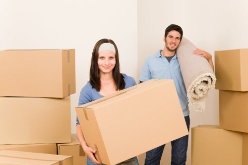 Neatly packed boxes and furniture in a long-term storage unit